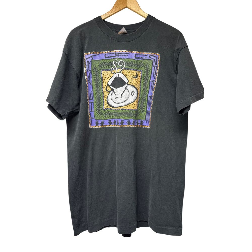 Vintage 90s Art of Coffee T-Shirt Mens XL Black Fruit of the Loom Graphic USA